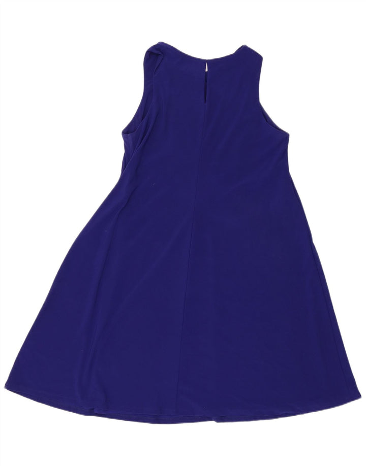 Ralph Lauren vestido feminino sem mangas US 6 poliéster azul médio