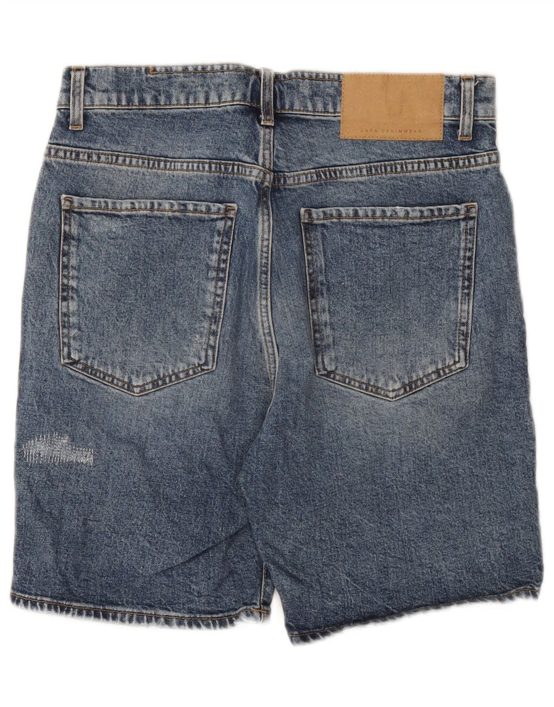 Zara Shorts jeans masculino desgastado UE 40 médio W31 algodão azul