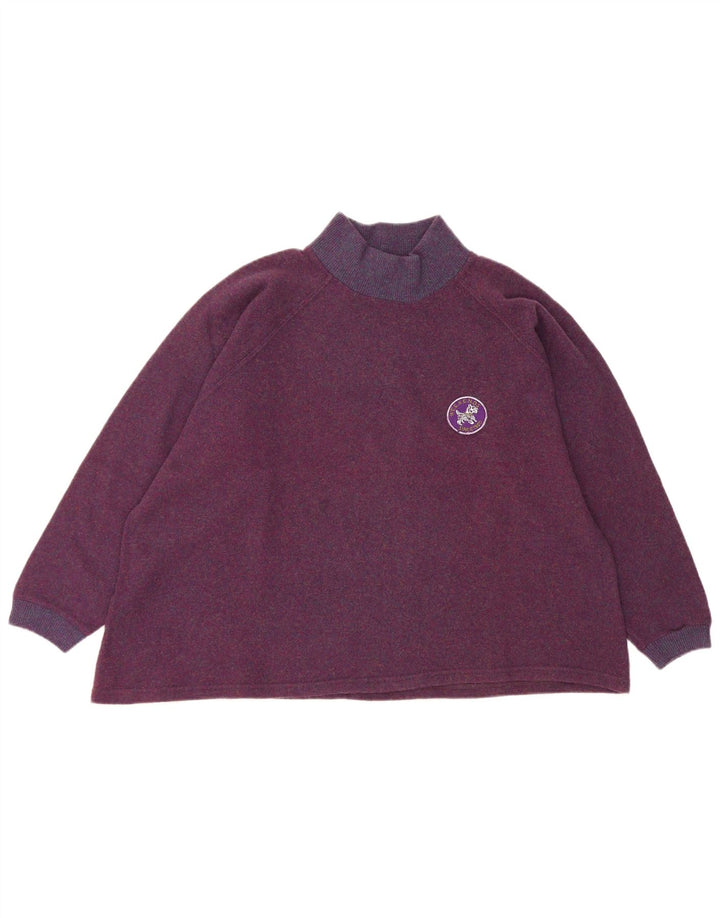 Suéter feminino vintage com gola tartaruga de grandes dimensões Reino Unido 14 roxo médio