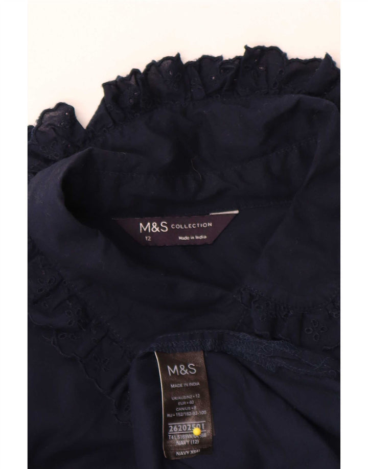 Blusa feminina Marks & Spencer Reino Unido 12 algodão azul marinho médio