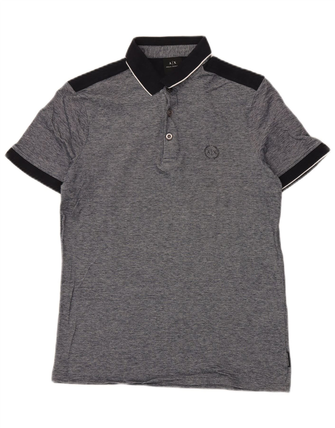 ARMANI EXCHANGE Camisa polo masculina pequena cinza colorblock algodão