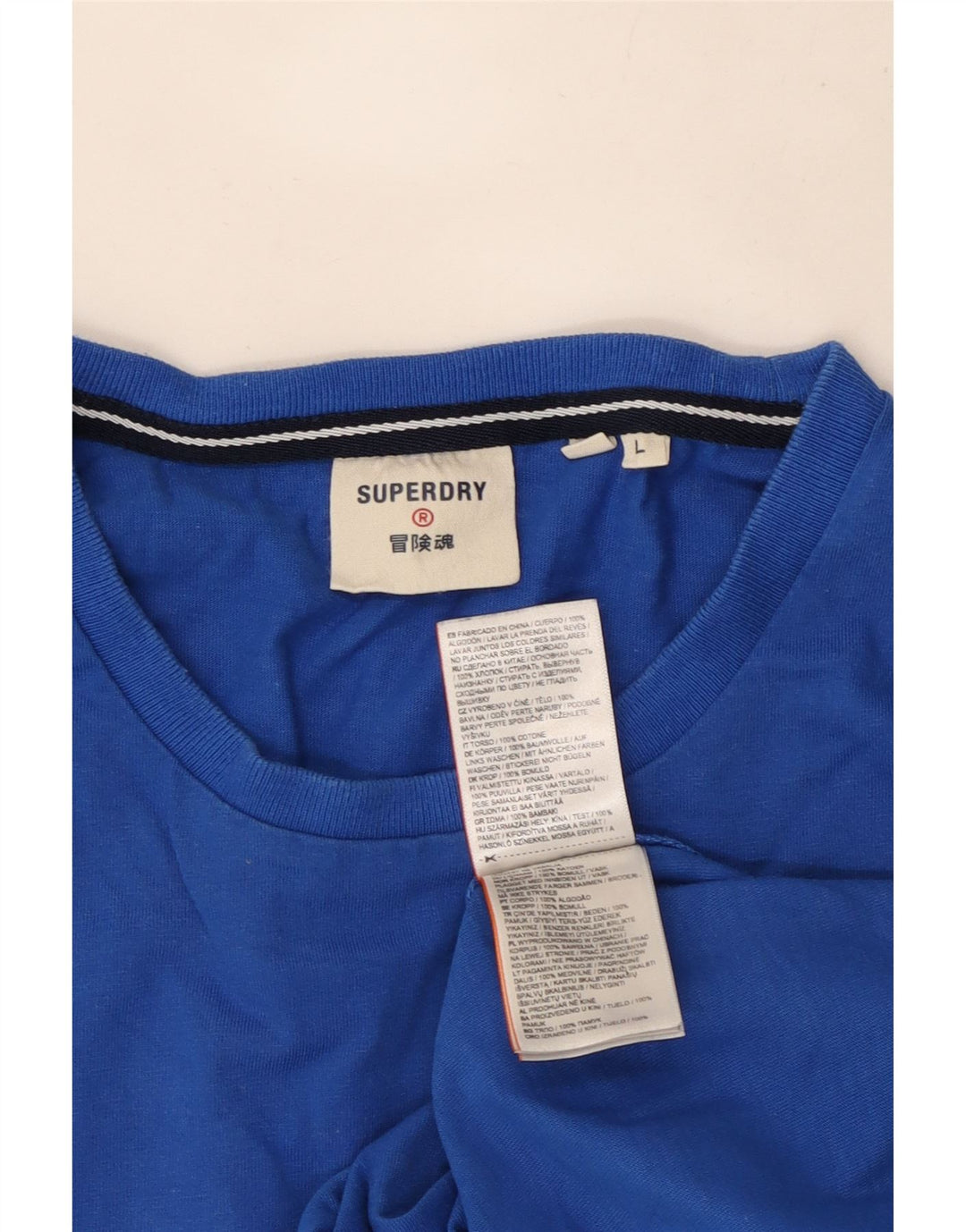 Camiseta masculina Superdry com estampa gráfica grande algodão azul