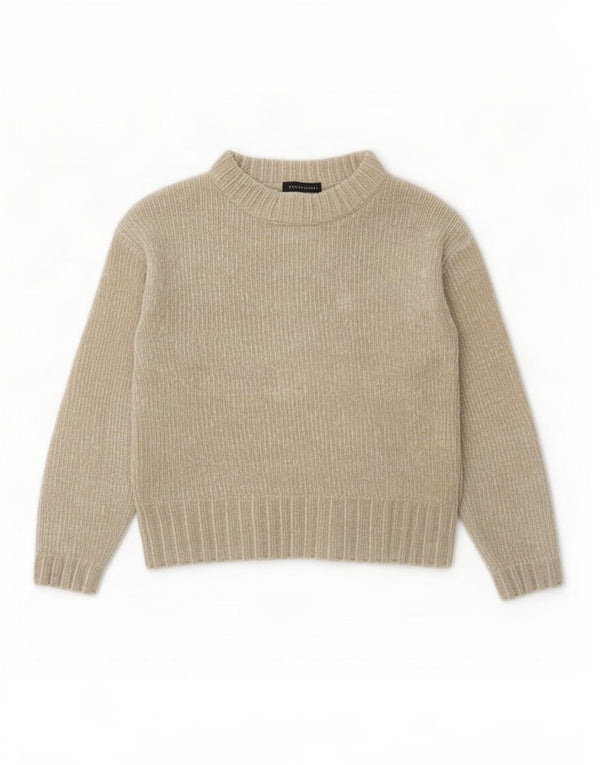 Suéter feminino Marks & Spencer com gola redonda grande Reino Unido 10 pequeno bege