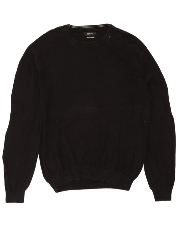 Suéter masculino Replay com gola redonda 2XL algodão preto