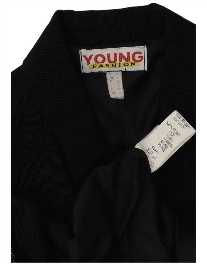 Jaqueta Blazer Feminina Vintage Reino Unido 10 Pequena Poliamida Azul Marinho