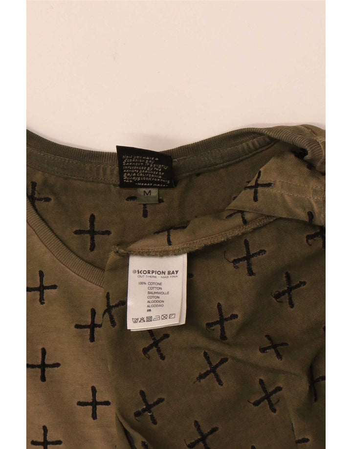 Camiseta masculina com padrão abstrato Scorpion Bay de algodão cáqui médio