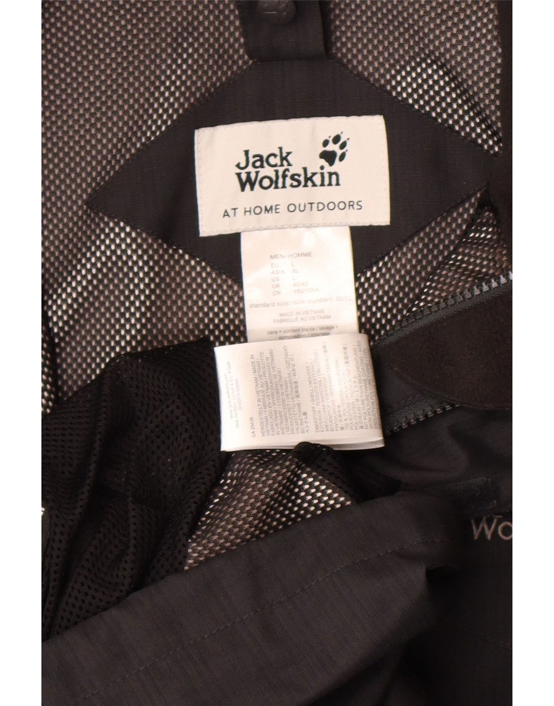 Jaqueta de chuva masculina Jack Wolfskin Reino Unido 40 grande poliéster preto
