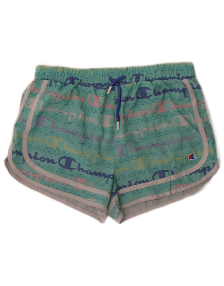 Shorts esportivos gráficos Champion feminino 14-15 anos verde poliéster