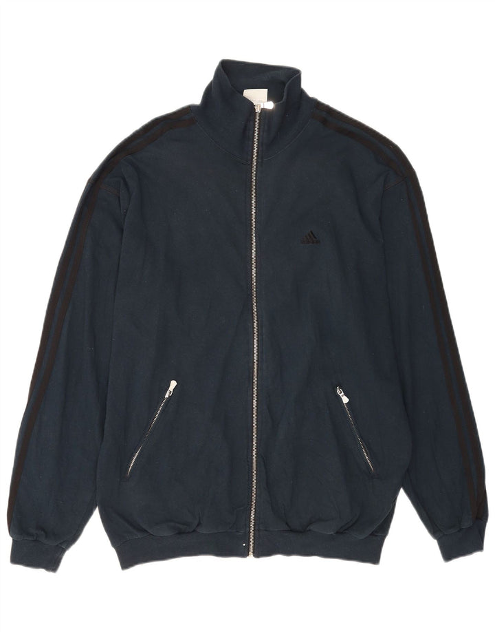 Adidas Mens Tracksuit Top Jacket UK 40/42 Médio Azul Marinho Algodão