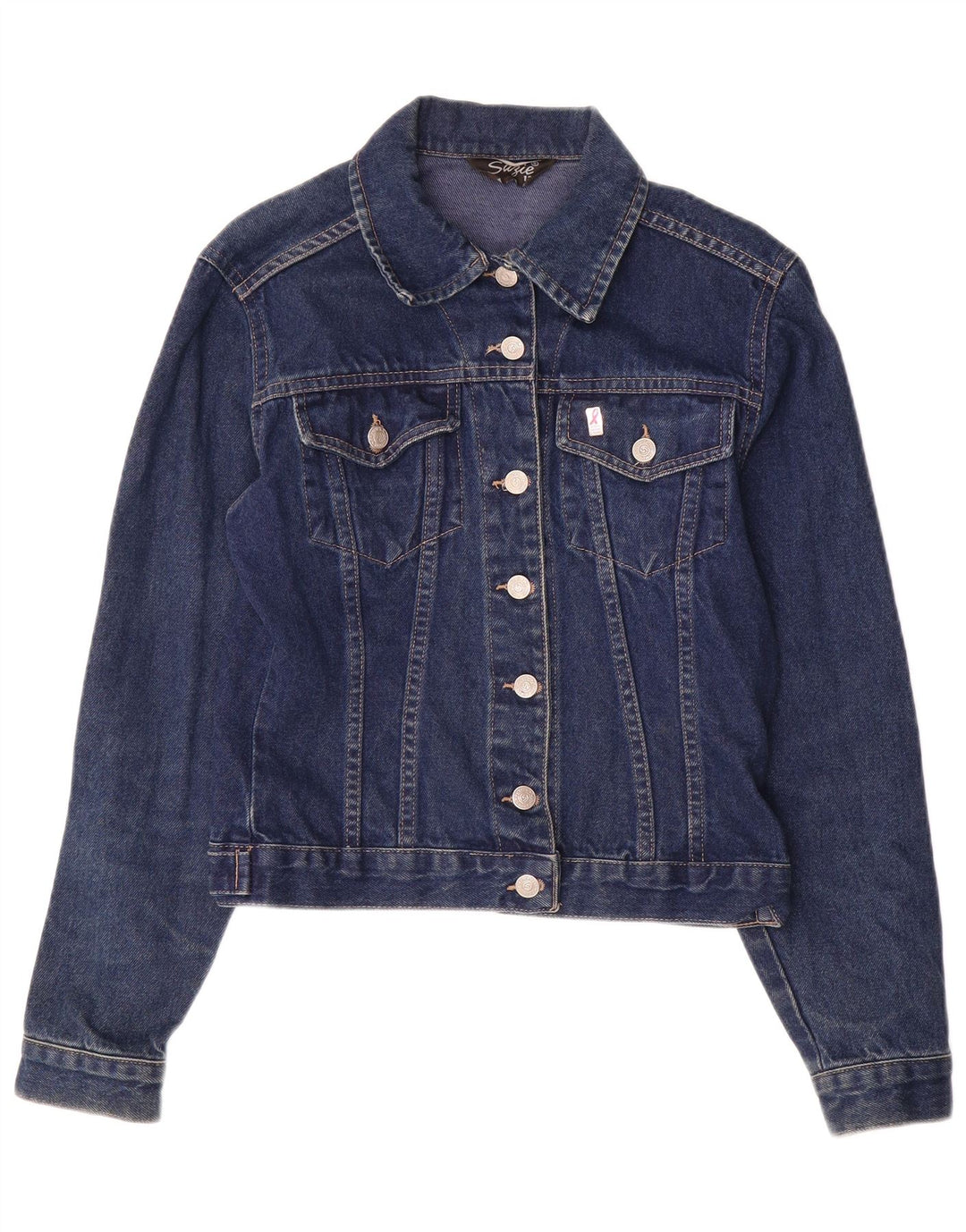 Jaqueta jeans feminina VINTAGE UK 12 azul marinho médio