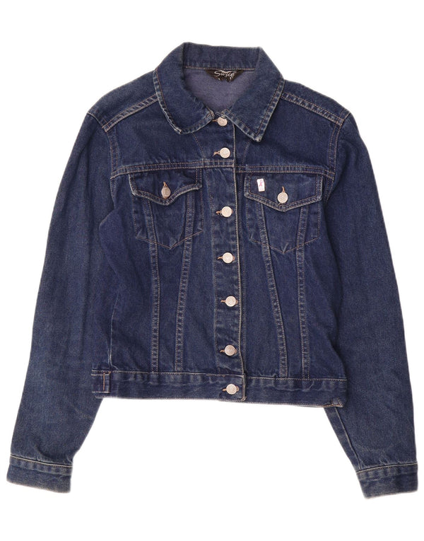 Jaqueta jeans feminina VINTAGE UK 12 azul marinho médio