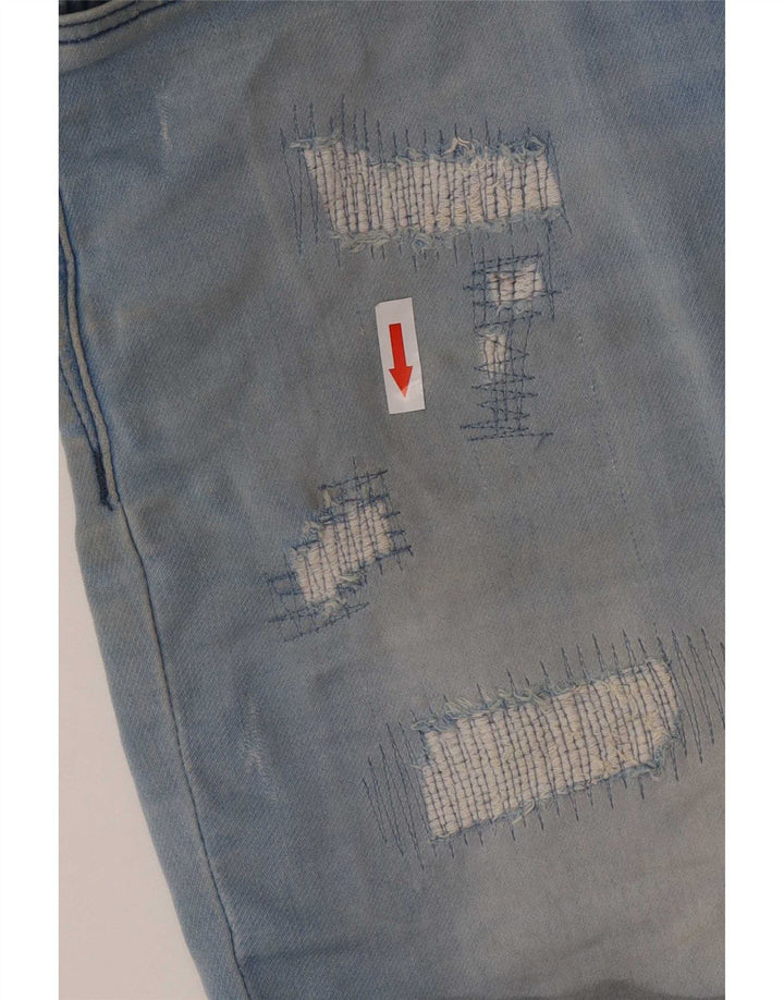 Shorts jeans masculino Jack & Jones desgastado pequeno W29 algodão azul