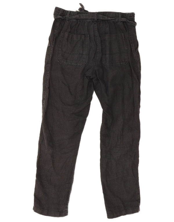 Calça feminina casual justa Marks & Spencer Reino Unido 10 pequena W30 L28 linho preto