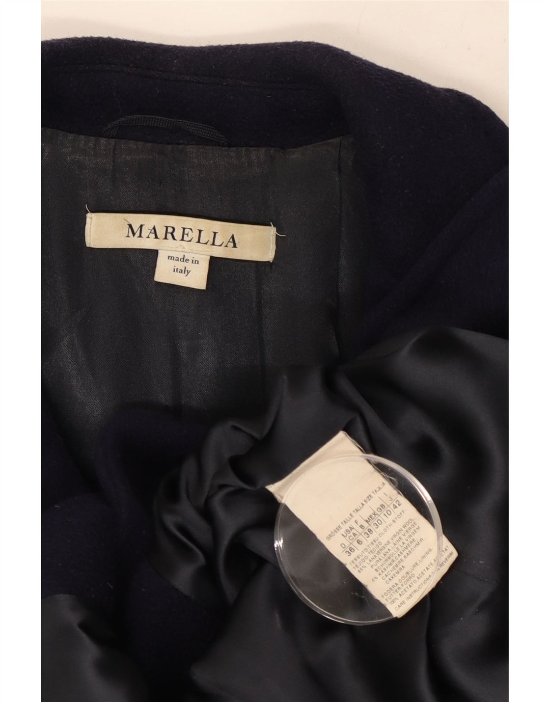 Sobretudo feminino Marella UK 10 pequeno lã azul marinho