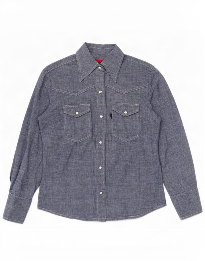 Camisa feminina Levi's UK 14 algodão azul médio