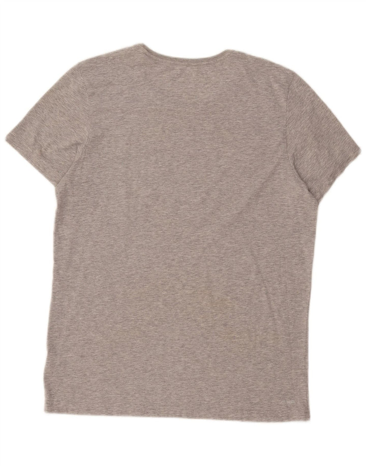 ADIDAS Mens Climalite Graphic T-Shirt Top Grande Algodão Cinzento