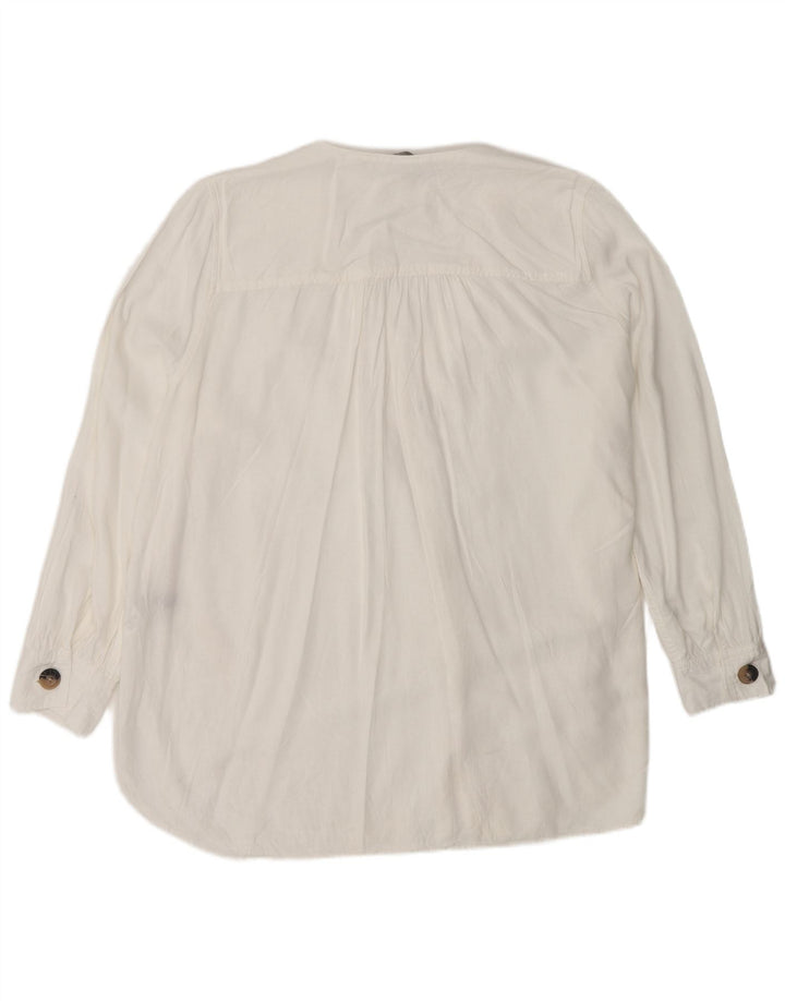 Blusa feminina Marks & Spencer grande tamanho Reino Unido 18 XL linho branco