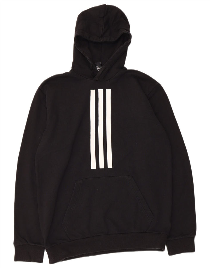 ADIDAS Mens Hoodie Jumper Médio Algodão Preto