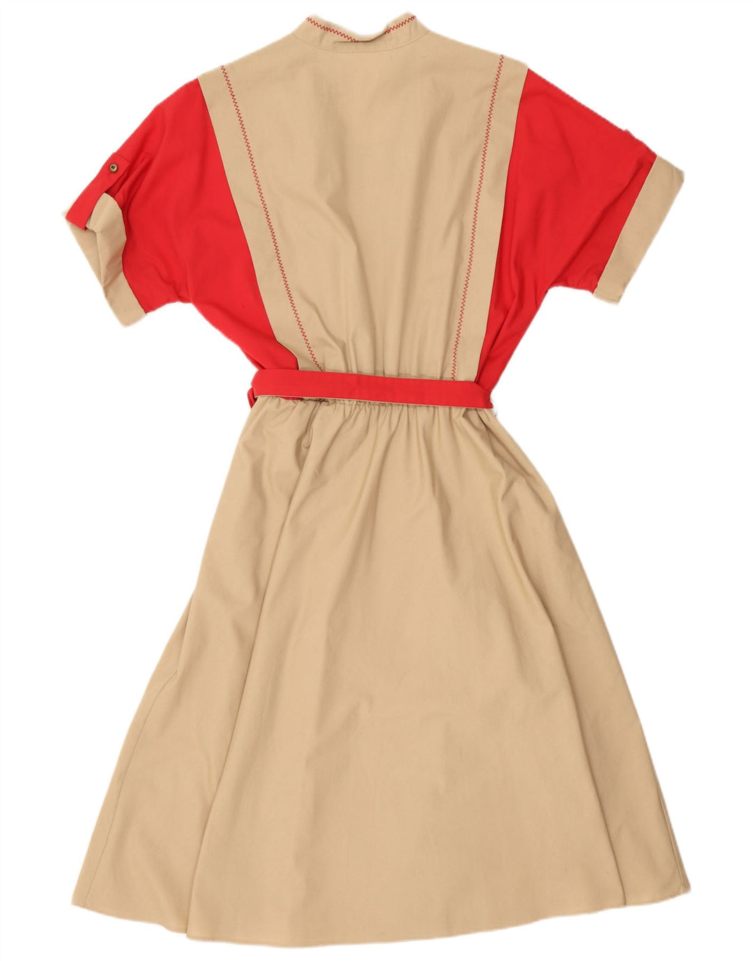 Vestido maxi feminino VINTAGE Reino Unido 16 grande bloco colorido bege