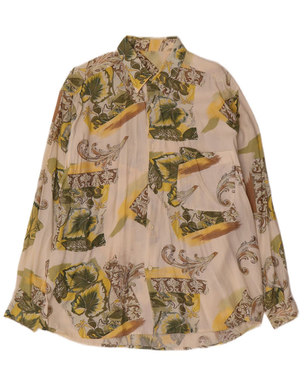 Camisa masculina vintage grande floral branca