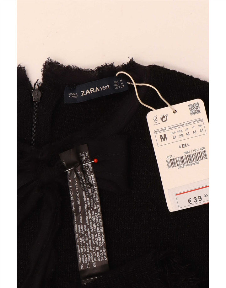 Vestido sereia feminino Zara com gravata frontal Reino Unido 12 viscose preta média