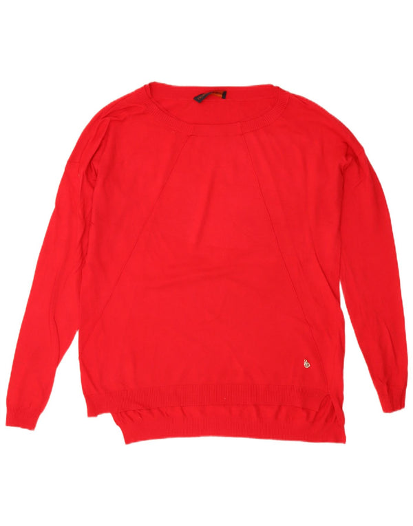 Suéter feminino Trussardi Jeans com gola canoa UK 18 XL viscose vermelha