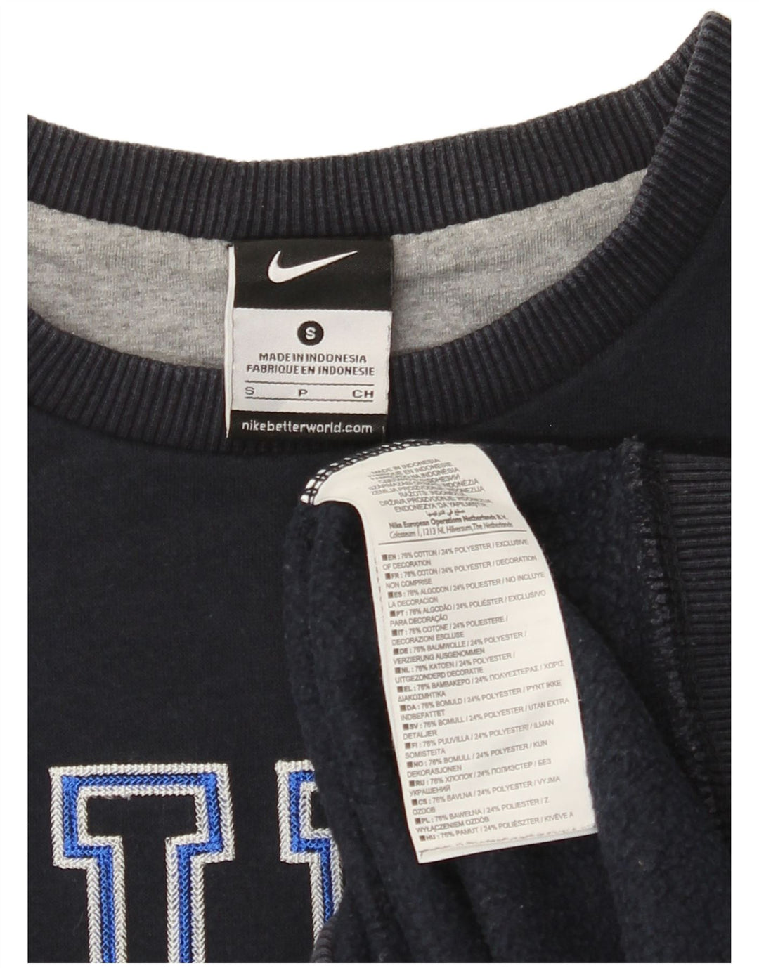 NIKE Mens Graphic Moletom Jumper Pequeno Azul Marinho Algodão