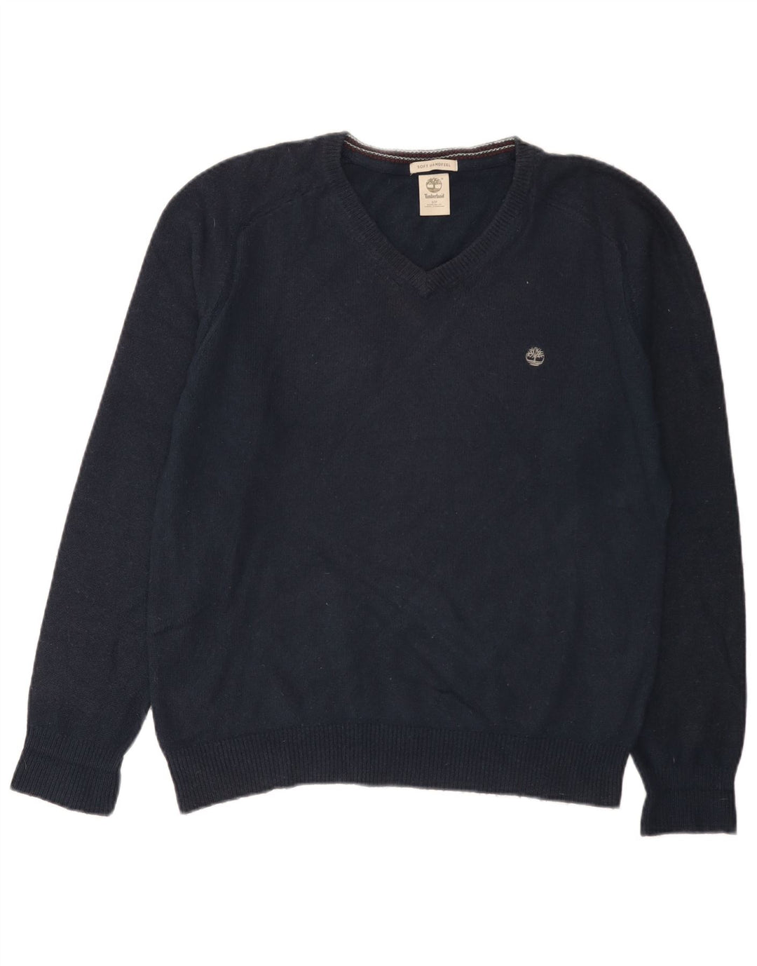 Suéter masculino Timberland Regular Fit com decote em V pequeno azul marinho