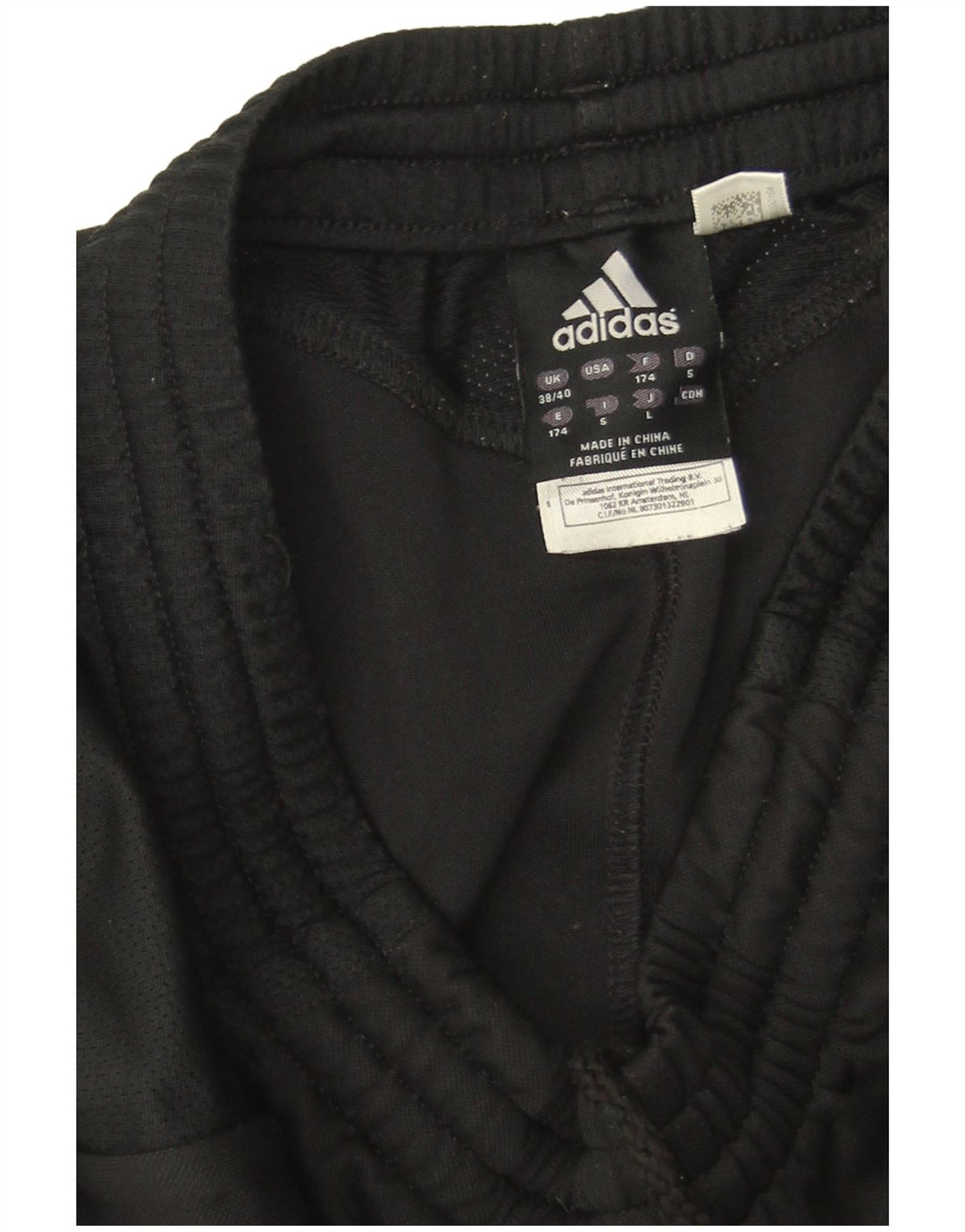 Calças de treino masculinas Adidas UK 38/40 poliéster preto médio