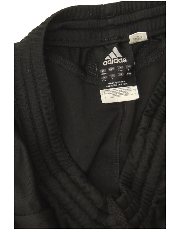 Calças de treino masculinas Adidas UK 38/40 poliéster preto médio