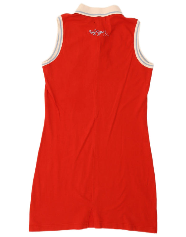 Vestido polo feminino sem mangas Kappa UK 18 XL vermelho colorblock algodão