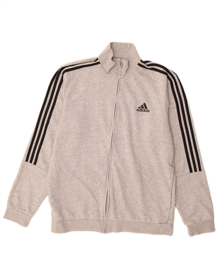 ADIDAS Mens Tracksuit Top Jacket UK 44/46 Grande Cinza Algodão