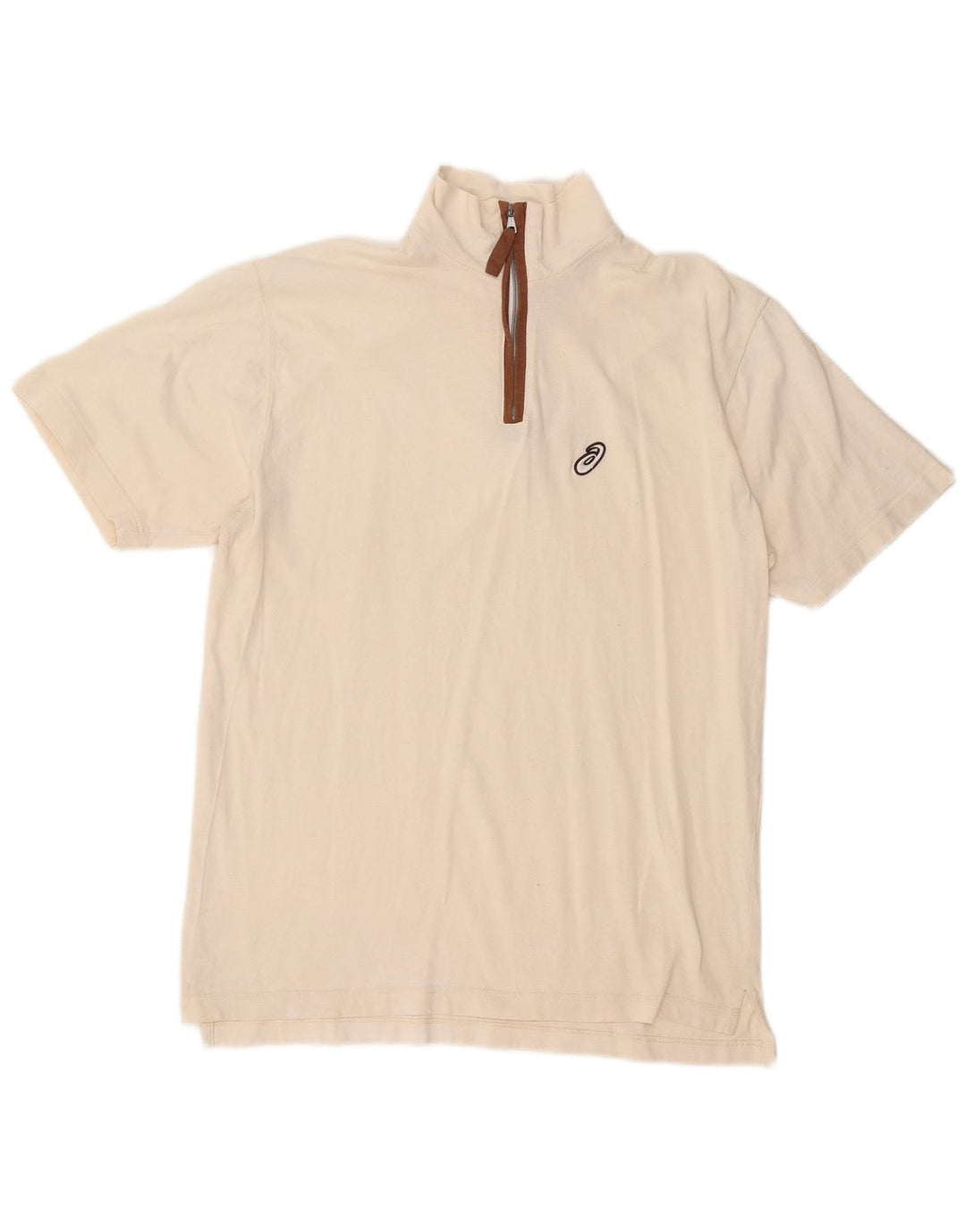 Camiseta masculina ASICS com decote em zíper grande branco