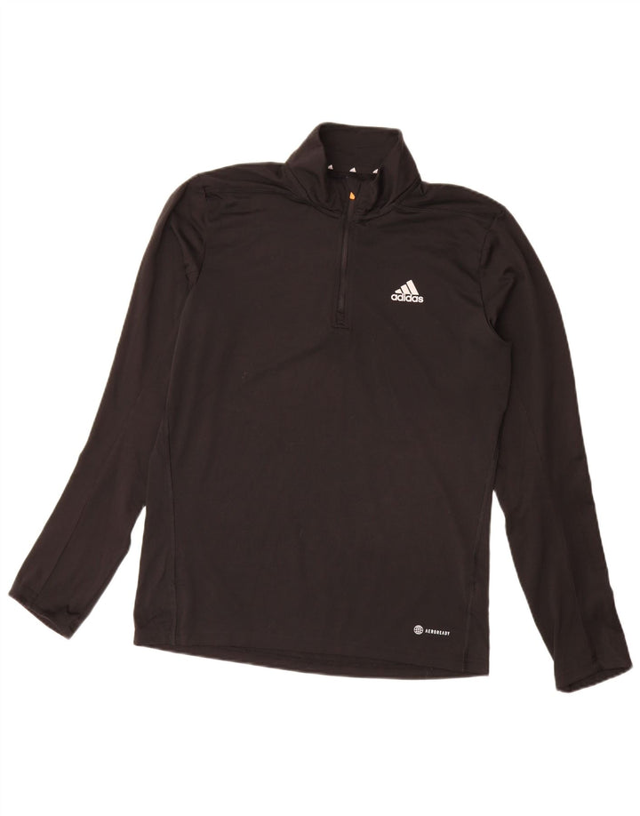 Adidas Mens Aeroready Zip Neck Pulôver Treino Top Pequeno Poliéster Preto