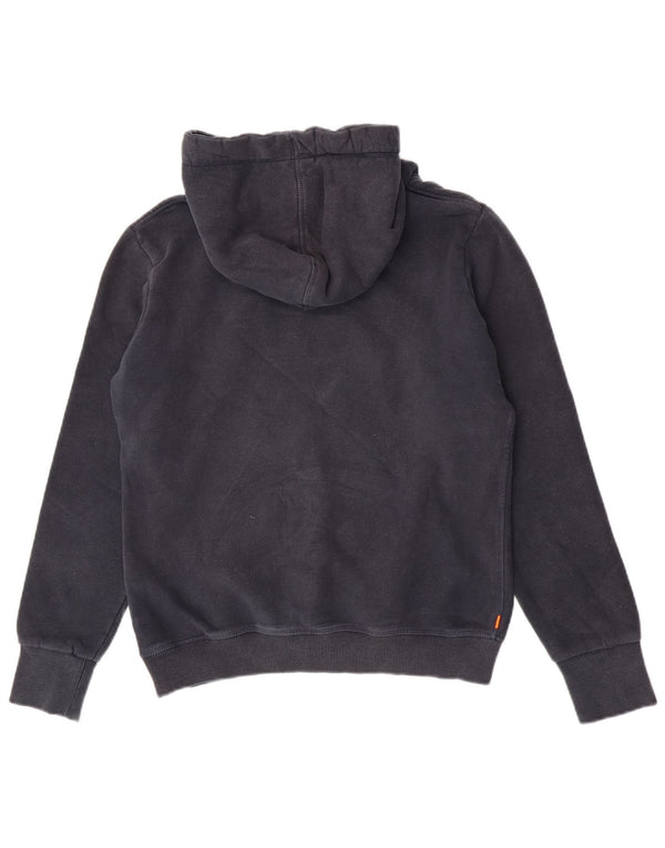 Suéter com capuz gráfico feminino Superdry UK 14 grande algodão azul marinho
