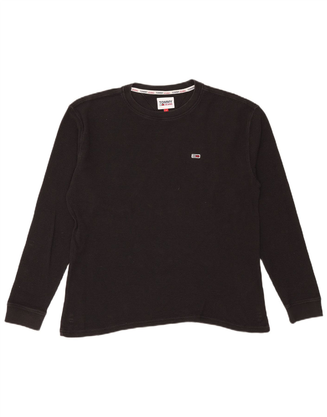 Tommy Hilfiger Top masculino manga comprida pequeno algodão preto