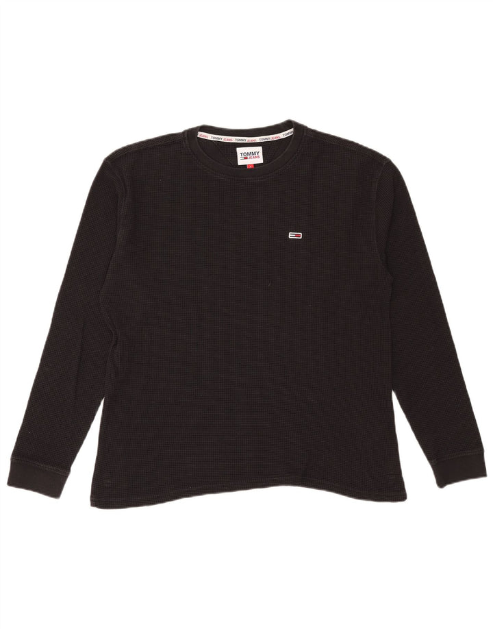 Tommy Hilfiger Top masculino manga comprida pequeno algodão preto