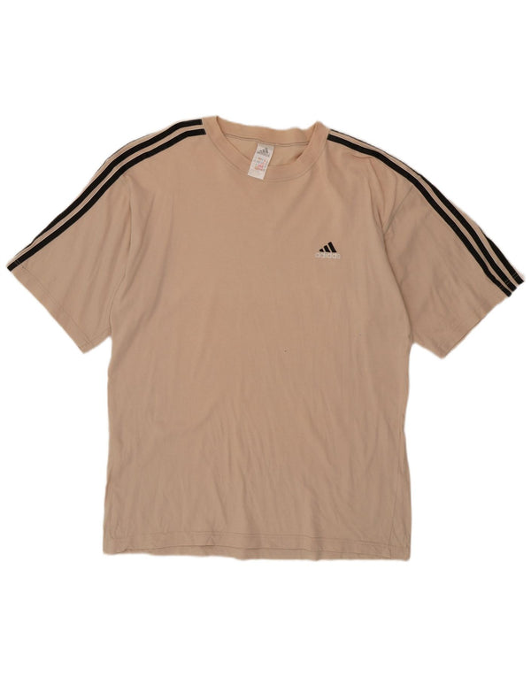Adidas Mens T-Shirt Top UK 42/44 Large Beige Cotton