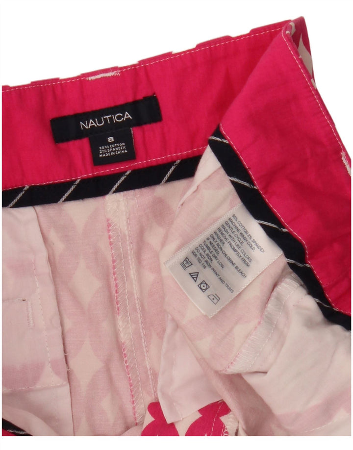 Shorts Chino feminino NAUTICA US 8 médio W32 algodão geométrico rosa