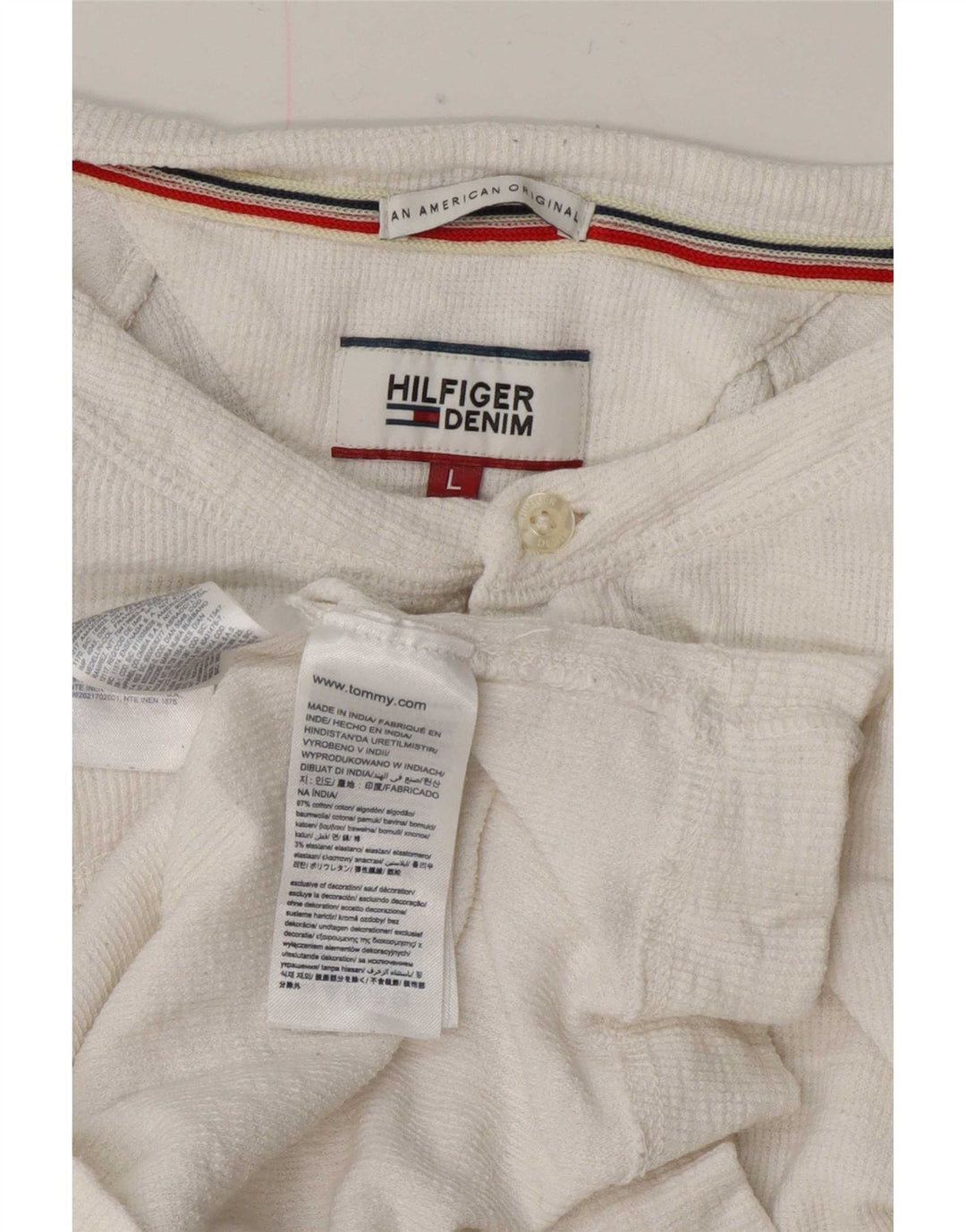 Tommy Hilfiger Mens Regular Top Manga Longa Grande Algodão Branco