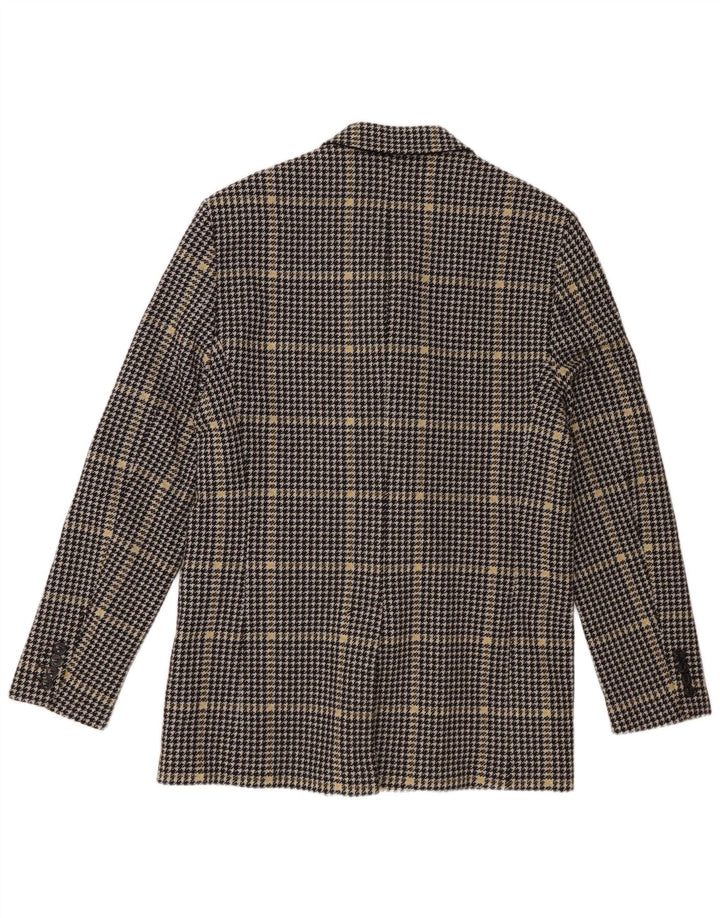 Jaqueta blazer masculina Zara com peito duplo Reino Unido 40 grande cinza houndstooth