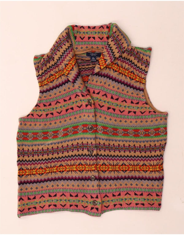 Suéter cardigã feminino sem mangas Chaps UK 18 XL multicolorido Fair Isle