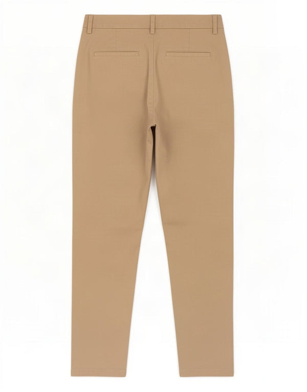 Calça Chino Feminina Marks & Spencer Slim UK 10 Pequena W30 L29 Algodão Bege