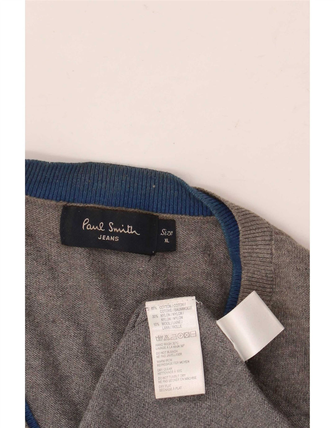 Suéter masculino Paul Smith com decote em V XL algodão cinza