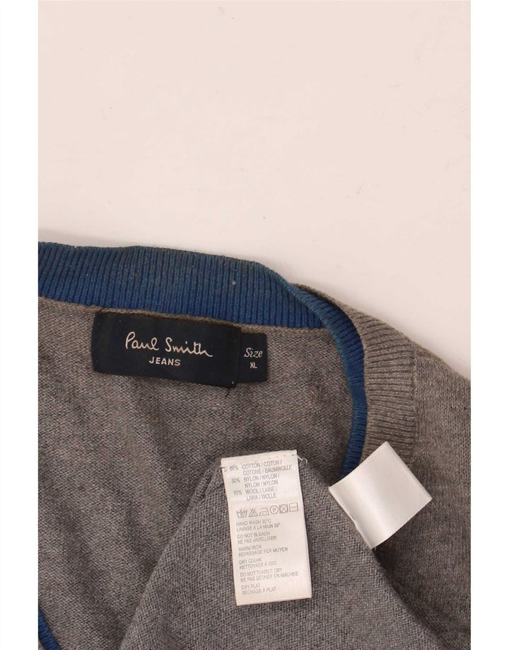 Suéter masculino Paul Smith com decote em V XL algodão cinza
