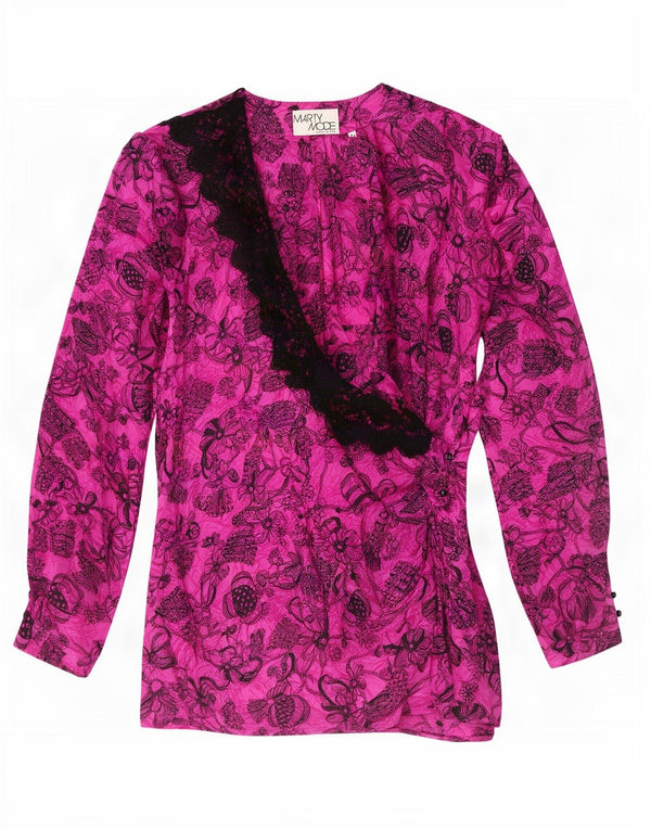 Marty Mode feminino manga comprida envoltório cardigan top IT 46 grande seda rosa