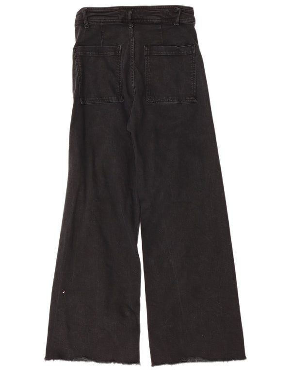 Zara Jeans feminino The Marine cintura alta com perna larga UE 38 pequeno W28 L29 preto