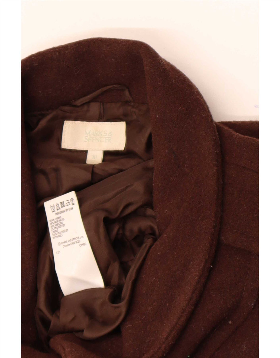 Sobretudo feminino Marks & Spencer UK 18 XL marrom lã nova