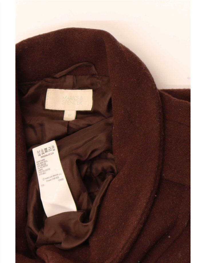 Sobretudo feminino Marks & Spencer UK 18 XL marrom lã nova
