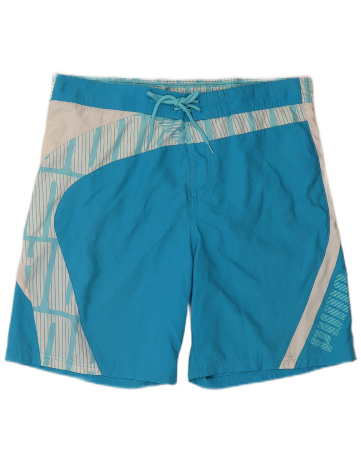 Shorts de natação masculinos Puma Graphic azul médio colorblock poliéster